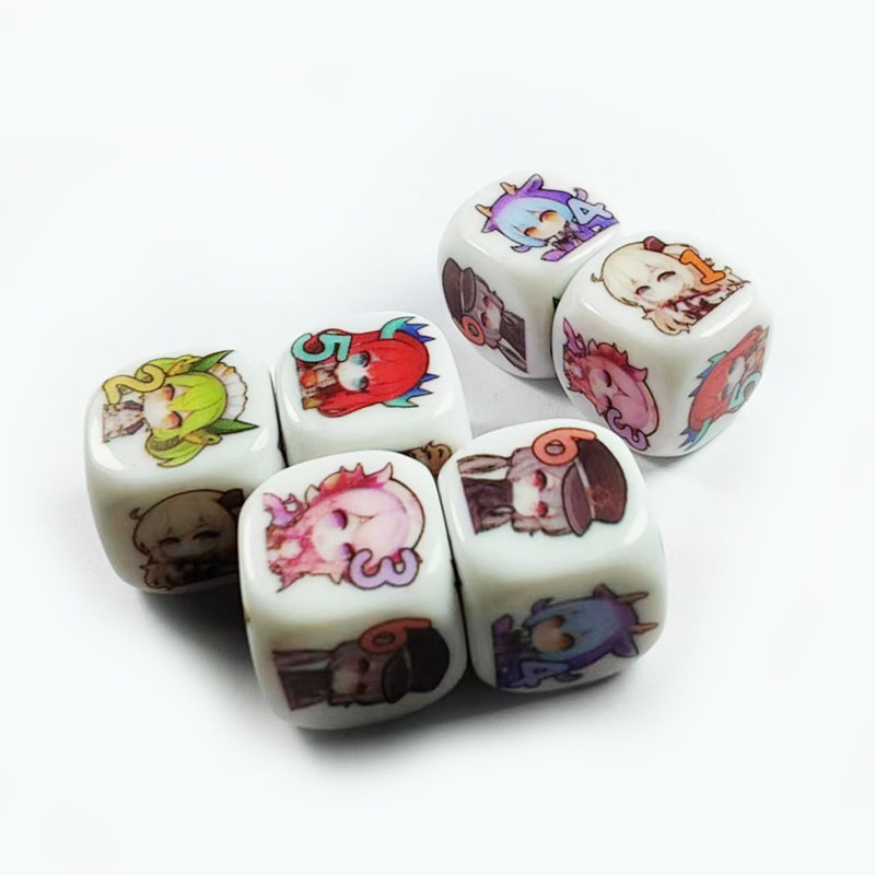 Custom Multi Color Board Game Hot Transfer Printing Dices